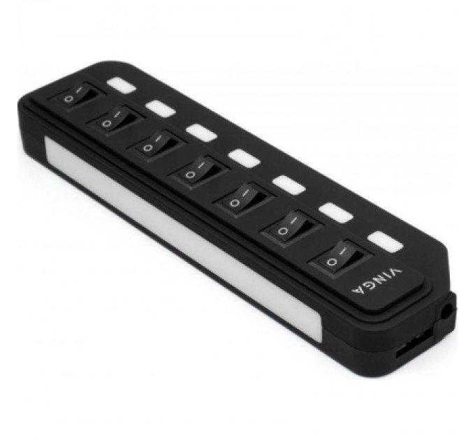 Vinga Концентратор Vinga USB3.0 to 7*USB3.0 1m cable with Switch and Power Adapter (VHA3A7B)