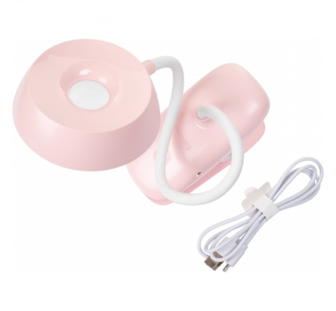 Philips Настільна лампа Philips Donutclip 3Вт 4000K 1200мАг USB-A рожевий (929003179607)