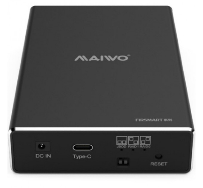 Maiwo Кишеня зовнішня Maiwo 2*HDD 2.5" SATA/SSD up to 9.5mm USB3.1 GEN2 Type-C, RAID 0,1 (K25272C)