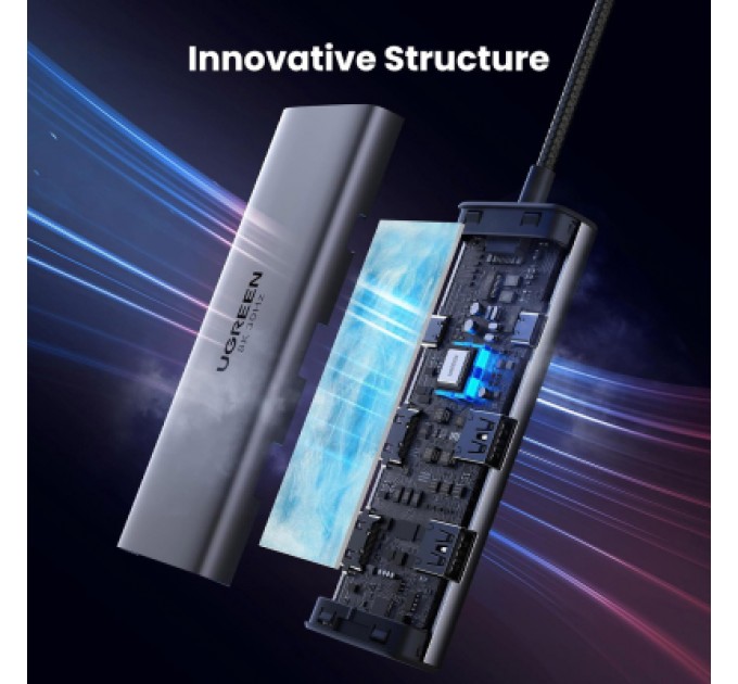 Ugreen Концентратор Ugreen USB3.1 Type-C to HDMIx2 4K60Hz (8k30Hz)/USB3.0x2/Type-C/PD 100W CM498 (15852)