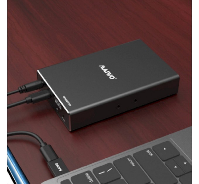 Maiwo Кишеня зовнішня Maiwo 2*HDD 2.5" SATA/SSD up to 9.5mm USB3.1 GEN2 Type-C, RAID 0,1 (K25272C)