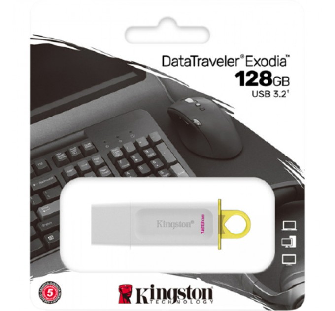 Kingston USB флеш накопичувач Kingston 128GB DataTraveler Exodia White USB 3.2 Gen 1 (KC-U2G128-5R)