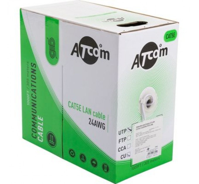 Atcom Кабель мережевий Atcom UTP 305м cat.5e, CU, 0,5мм (3800)