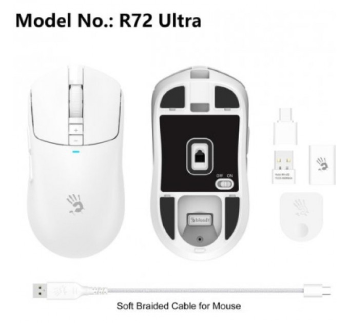 A4Tech Мишка A4Tech Bloody R72 Ultra Wireless/USB White (4711421000901)