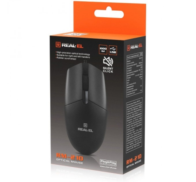 REAL-EL Мишка REAL-EL RM-210 USB Black (EL123200036)