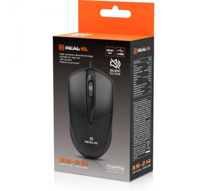 REAL-EL Мишка REAL-EL RM-214 USB Black (EL123200039)