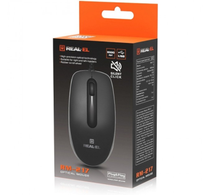 REAL-EL Мишка REAL-EL RM-217 USB Black/Gray (EL123200038)