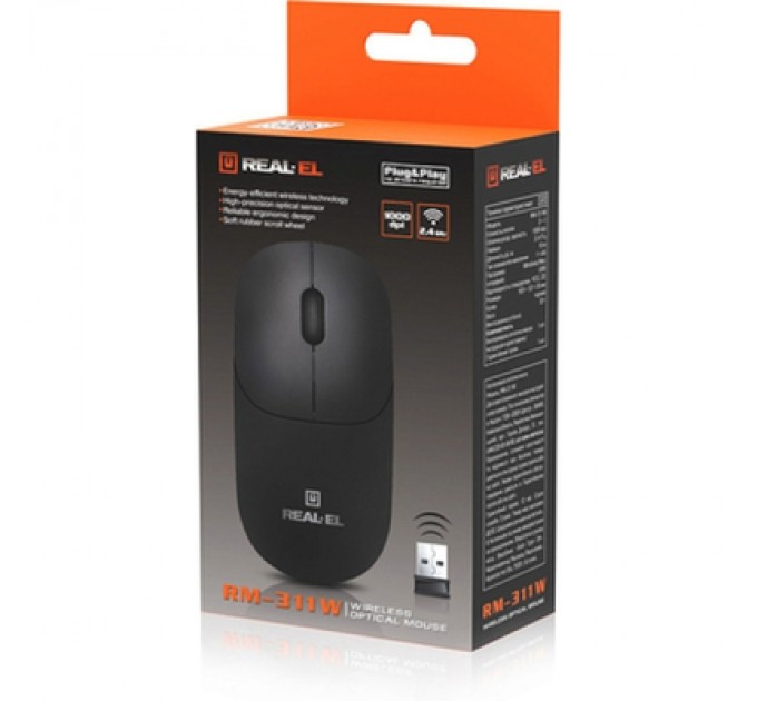 REAL-EL Мишка REAL-EL RM-311W Wireless Black (EL123200041)