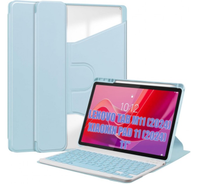BeCover Чохол до планшета BeCover 360° Rotatable + Keyboard Lenovo Tab M11 (2024) TB-TB330FU/Xiaoxin Pad 11 (2024) 11" Light Blue (712410)