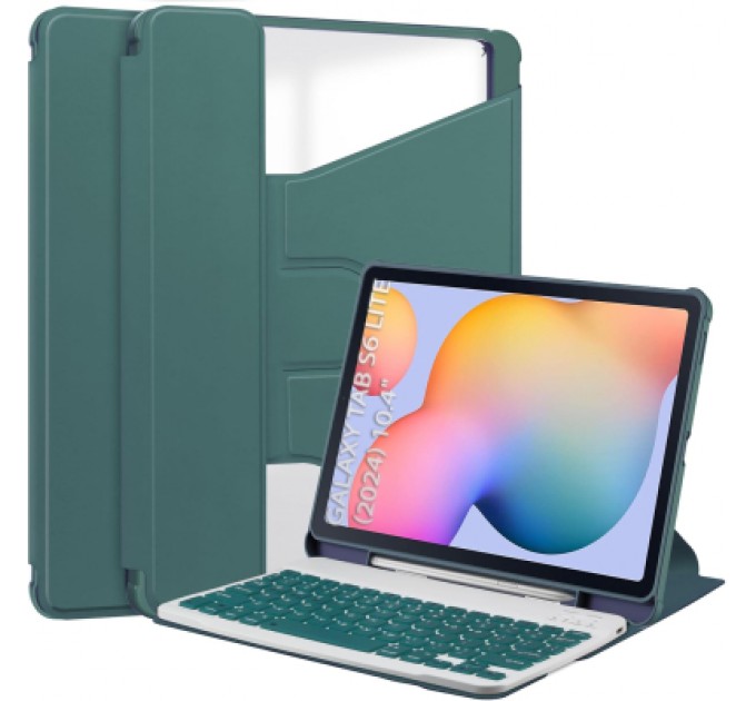 BeCover Чохол до планшета BeCover 360° Rotatable + Keyboard Samsung Tab S6 Lite (2024) 10.4" P620/P625/P627 Dark Green (712589)