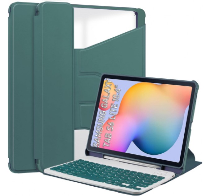 BeCover Чохол до планшета BeCover 360° Rotatable + Keyboard Samsung Tab S6 Lite 10.4 P610/P613/P615/P619 Dark Green (712406)