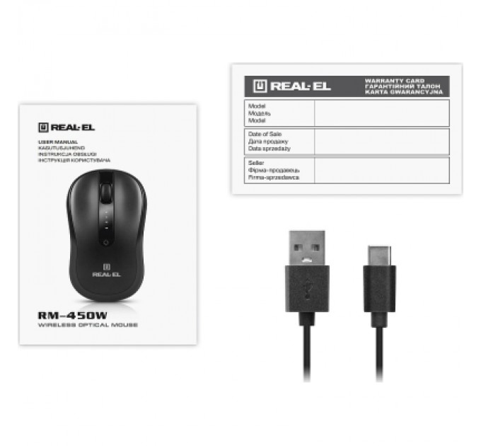 REAL-EL Мишка REAL-EL RM-450W Wireless/Bluetooth Black/Gray (EL123200046)