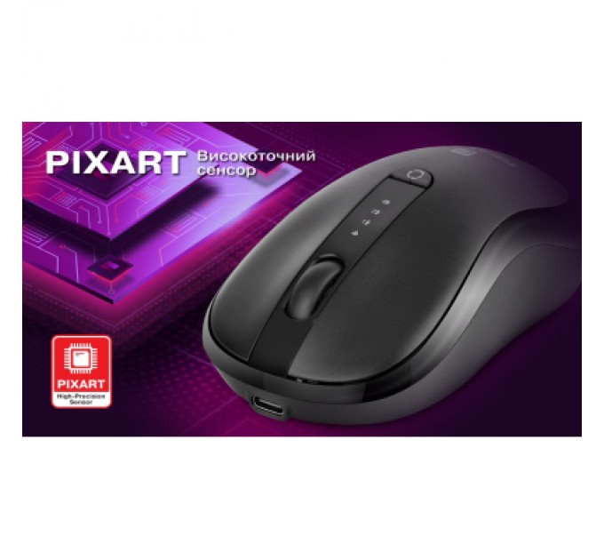 REAL-EL Мишка REAL-EL RM-450W Wireless/Bluetooth Black/Gray (EL123200046)