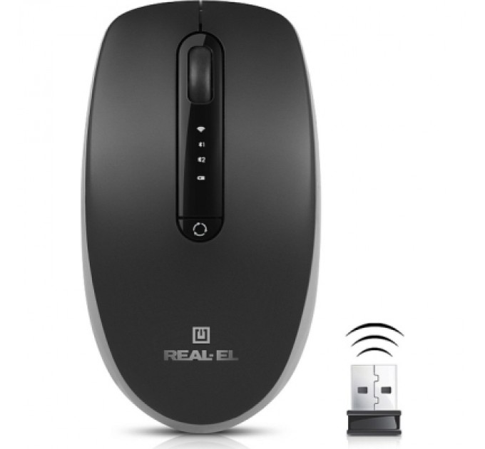 REAL-EL Мишка REAL-EL RM-455W Wireless/Bluetooth Black/Gray (EL123200047)
