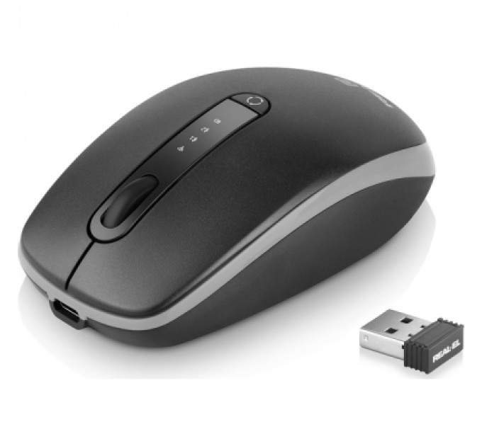REAL-EL Мишка REAL-EL RM-455W Wireless/Bluetooth Black/Gray (EL123200047)