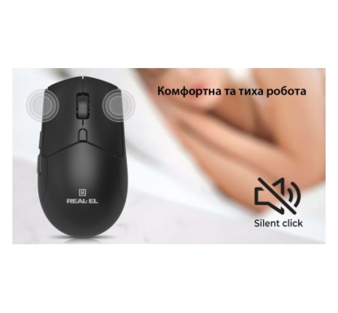 REAL-EL Мишка REAL-EL RM-460W Wireless/Bluetooth Black (EL123200048)