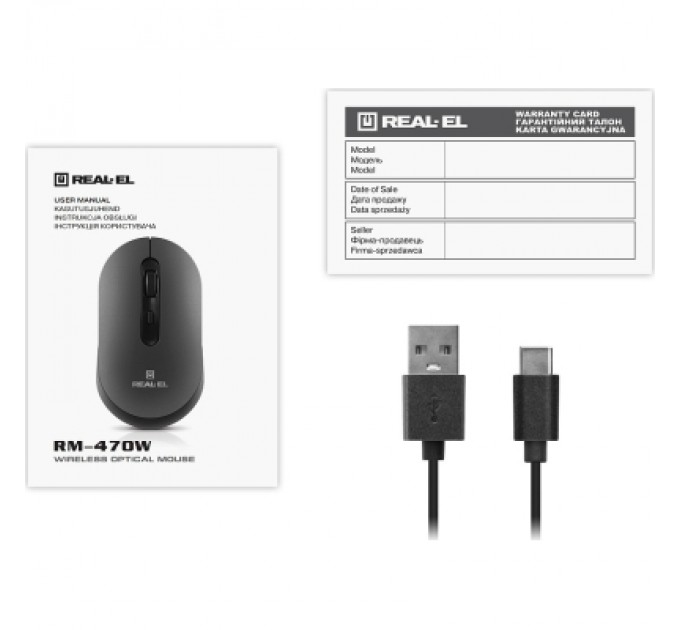 REAL-EL Мишка REAL-EL RM-470W Wireless/Bluetooth Dark Gray (EL123200049)
