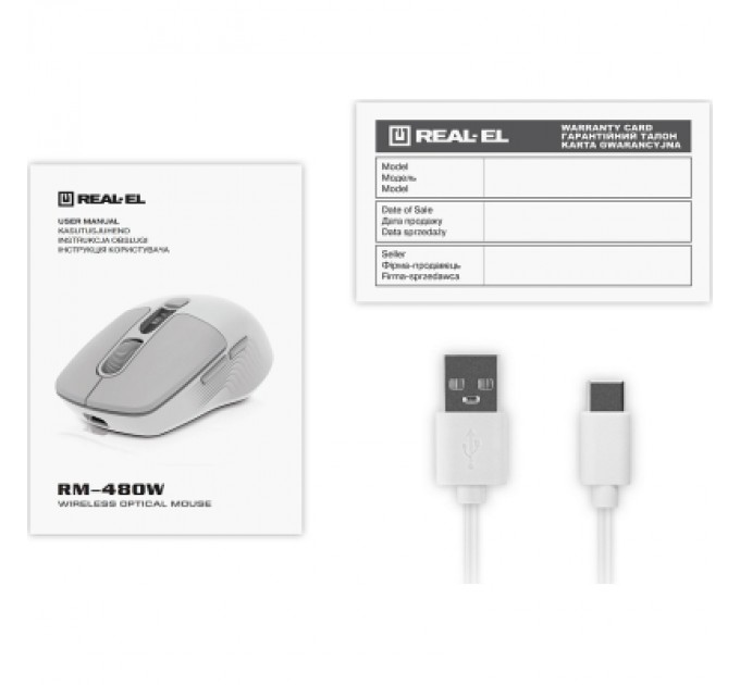 REAL-EL Мишка REAL-EL RM-480W Wireless/Bluetooth White (EL123200050)