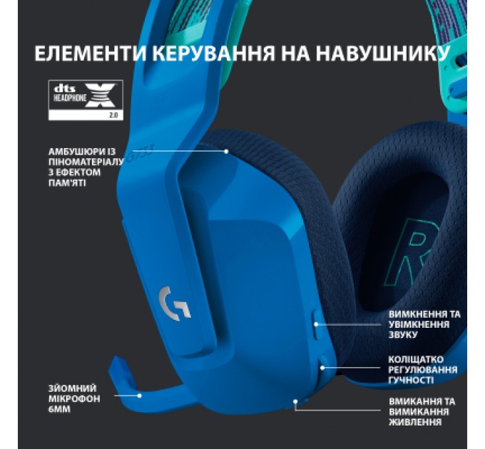 Logitech Навушники Logitech G733 Lightspeed Wireless RGB Gaming Headset Blue (981-000943)