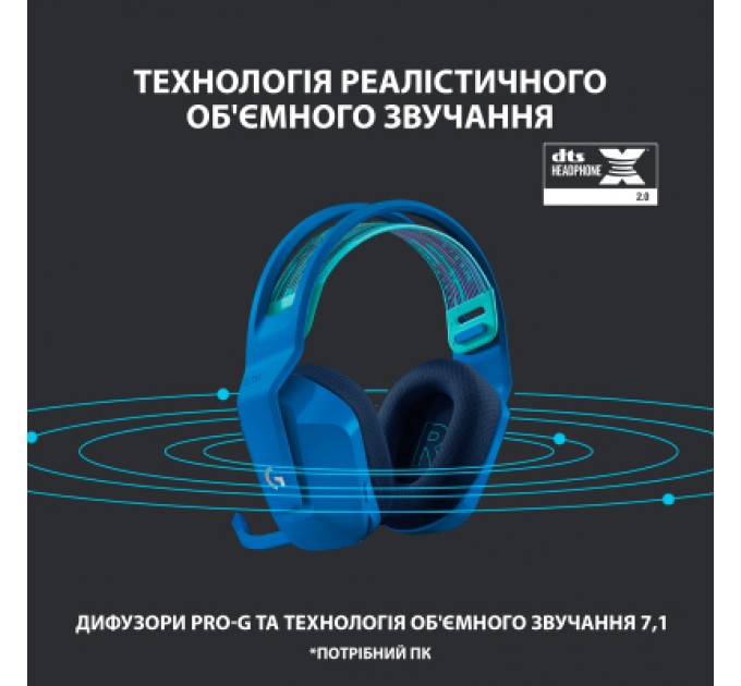 Logitech Навушники Logitech G733 Lightspeed Wireless RGB Gaming Headset Blue (981-000943)