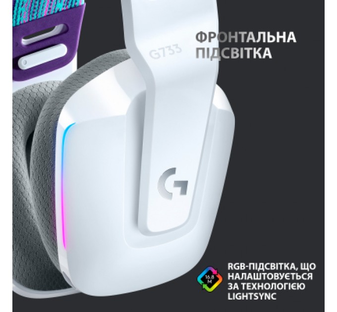 Logitech Навушники Logitech G733 Lightspeed Wireless RGB Gaming Headset White (981-000883)