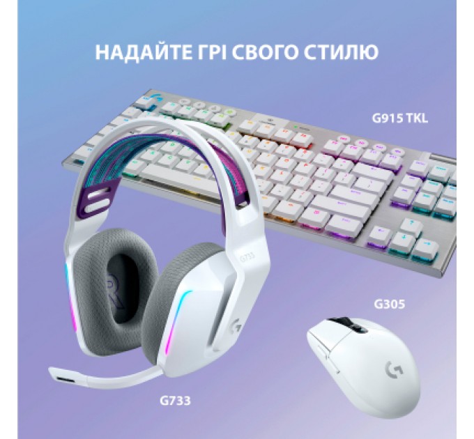 Logitech Навушники Logitech G733 Lightspeed Wireless RGB Gaming Headset White (981-000883)