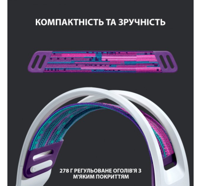 Logitech Навушники Logitech G733 Lightspeed Wireless RGB Gaming Headset White (981-000883)