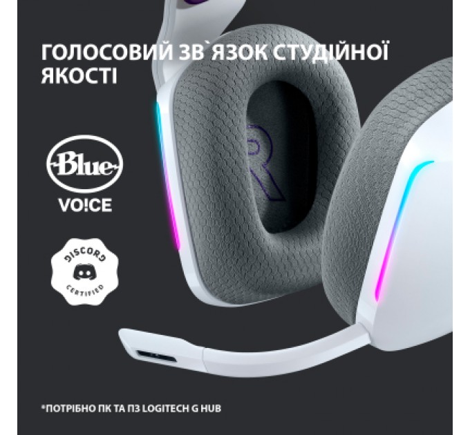 Logitech Навушники Logitech G733 Lightspeed Wireless RGB Gaming Headset White (981-000883)