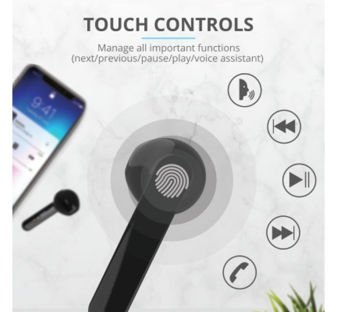 Trust Навушники Trust Primo Touch True Wireless Mic Black (23712)