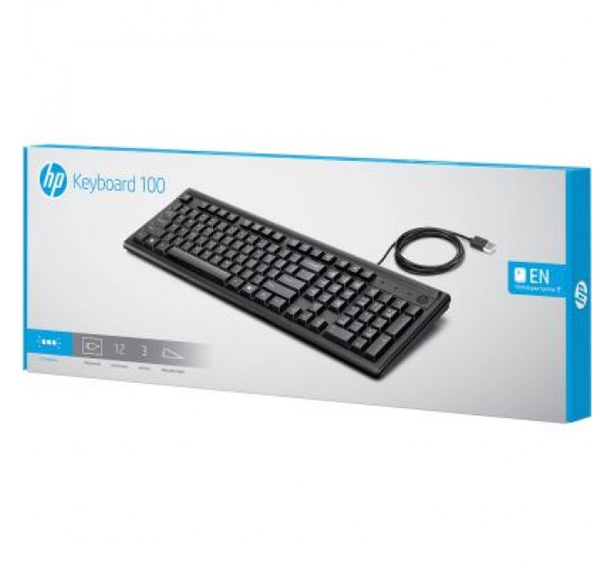 HP Клавіатура HP 100 USB Black (2UN30AA)