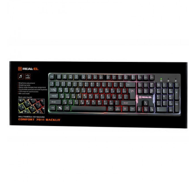 REAL-EL Клавіатура REAL-EL 7011 Comfort Backlit Black