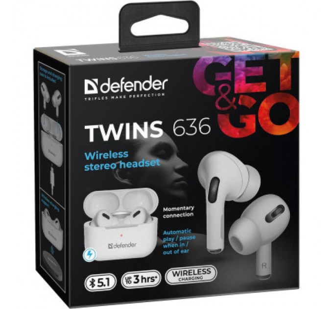 Defender Навушники Defender Twins 636 TWS Pro Bluetooth White (63636)