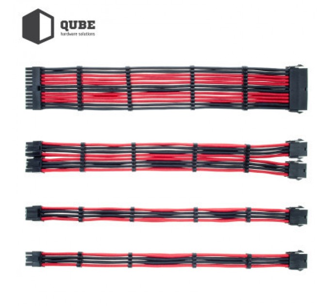 Qube Кабель Qube для блока питания QUBE 1*24P MB, 2*4+4P CPU,2*6+2P VGA Bla (QBWSET24P2x8P2x8PBR)