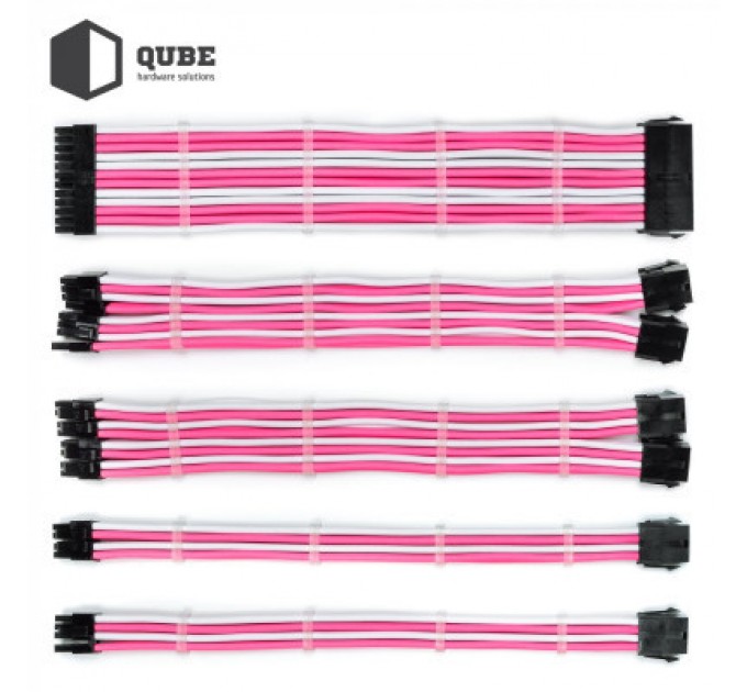 Qube Кабель Qube для блока питания QUBE 1*24P MB, 2*4+4P CPU,2*6+2P VGA Whi (QBWSET24P2x8P2x8PWP)