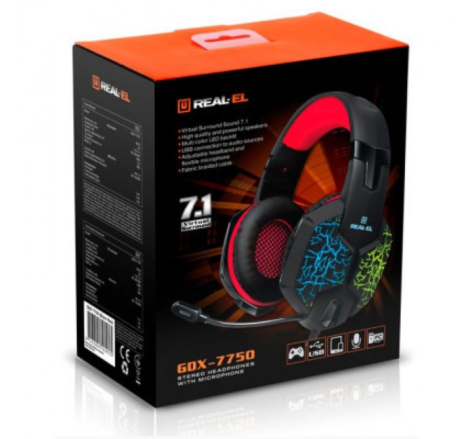 REAL-EL Навушники REAL-EL GDX-7750 Black-Red