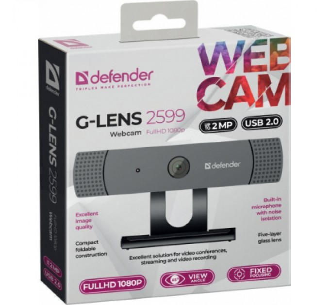 Defender Веб-камера Defender G-lens 2599 Full HD 1080p Black (63199)