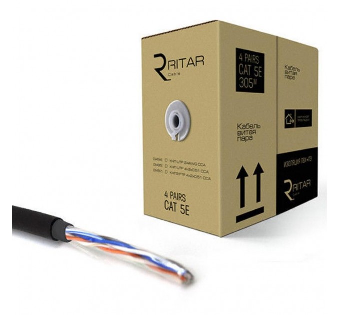 Ritar Кабель мережевий Ritar UTP 305м КНП (4*2*0,51)[СCA] ПВХ+ПЭ, наружный (03495)