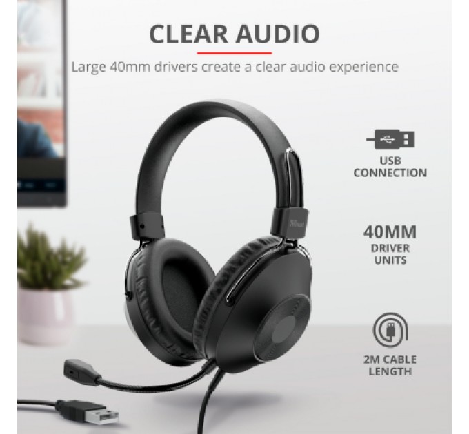 Trust Навушники Trust Ozo Over-Ear USB Headset Black (24132)