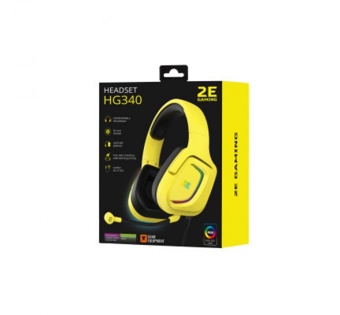 2E Навушники 2E HG340 RGB 3.5mm Yellow (2E-HG340YW)