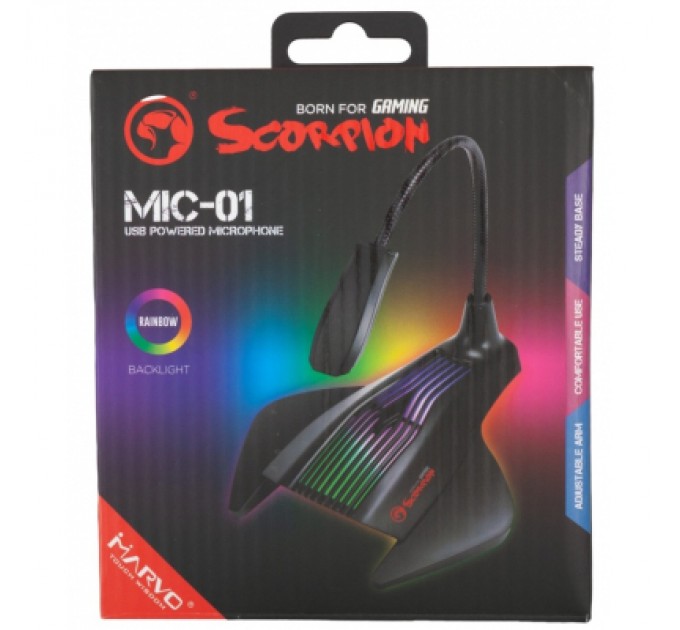 Marvo Мікрофон Marvo MIC-01 Multi-LED USB Black (MIC-01)