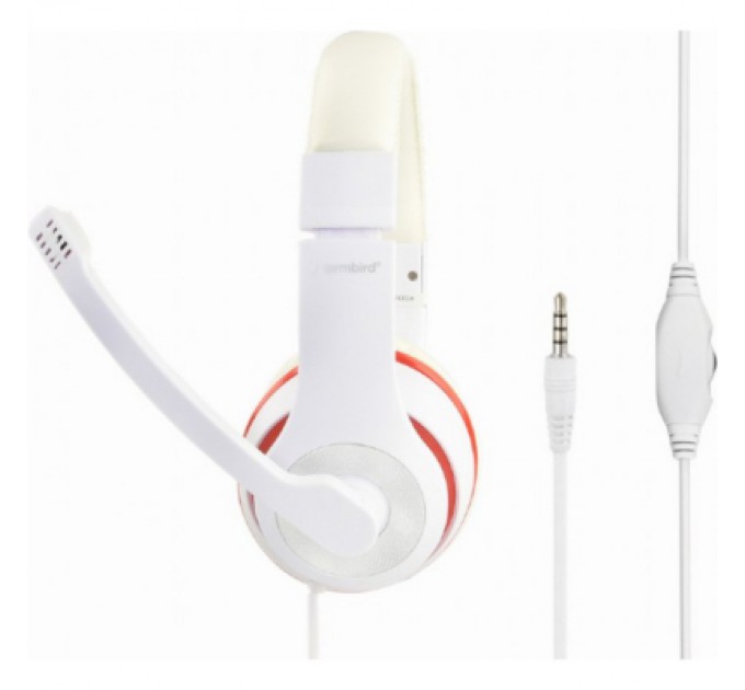 Gembird Навушники Gembird MHS-03 White/Red (MHS-03-WTRD)