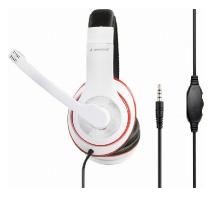 Gembird Навушники Gembird MHS-03 White/Red/Black (MHS-03-WTRDBK)