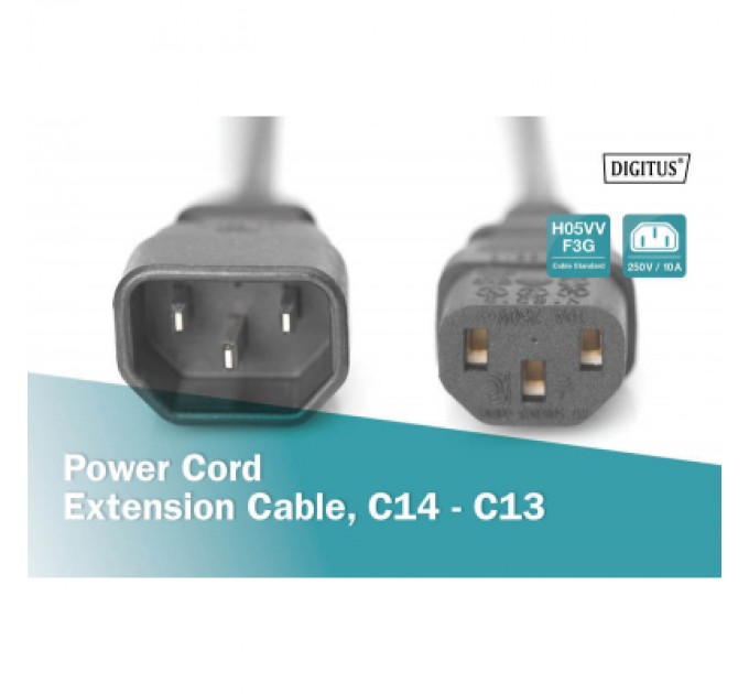 Digitus Кабель живлення C13 to C14 1.2m Digitus (AK-440201-012-S)