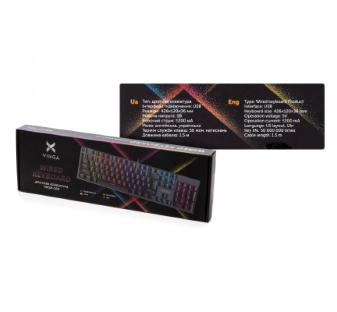 Vinga Клавіатура Vinga KBGM-100 LED Blue Switch USB Black (KBGM-100 Black)