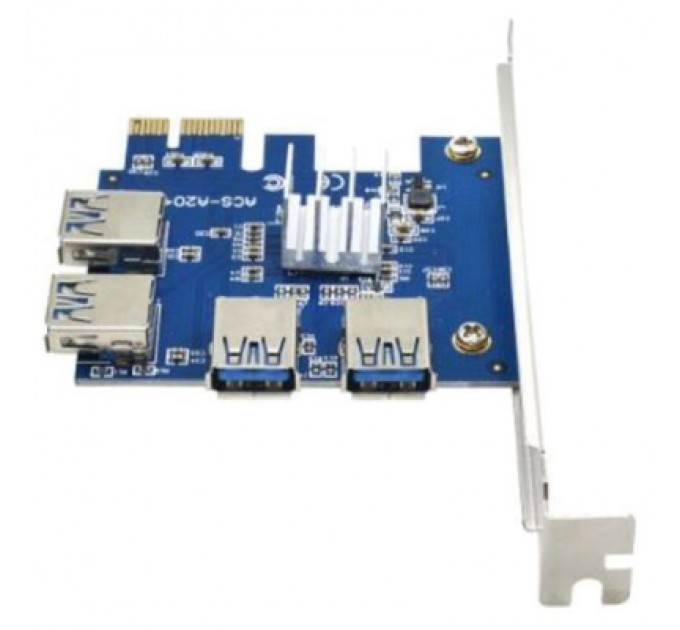 Dynamode Адаптер Dynamode PCI-E x1-x16 to 4 PCI-E USB3.0 (RX-riser-card-PCI-E-1-to-4)
