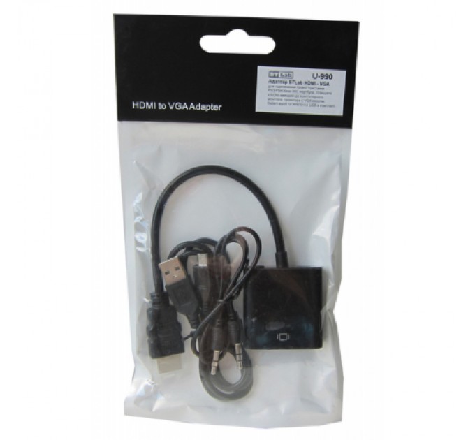 ST-Lab Перехідник ST-Lab HDMI male to VGA F (з кабелями аудіо і живлення від USB) (U-990)