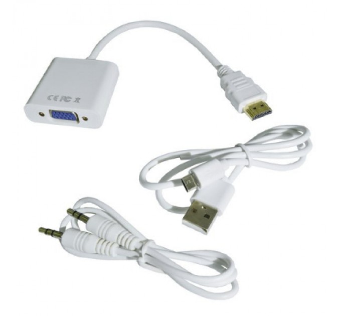 STLab Перехідник HDMI M to VGA F (з кабелями аудіо і живлення від USB) ST-Lab (U-990 white)
