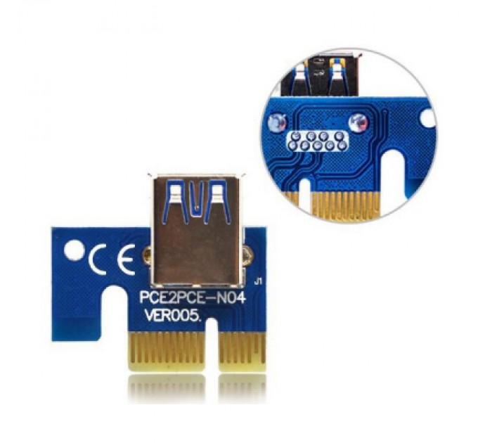 Dynamode Райзер PCI-E x1 to 16x 60cm USB 3.0 Cable SATA to 6Pin Power v.006C Dynamode (RX-riser-006c 6 pin)