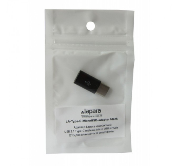 Lapara Перехідник Type-C to Micro USB Lapara (LA-Type-C-MicroUSB-adaptor black)