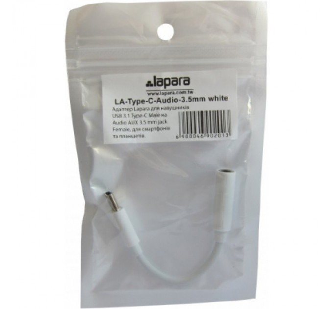 Lapara Перехідник Lapara USB Type-C Male - Audio AUX mini jack 3,5 mm Female (LA-Type-C-Audio-3.5mm white)